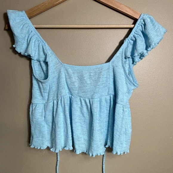 Women's Light Blue Ruffle Top - Picture 4 of 5